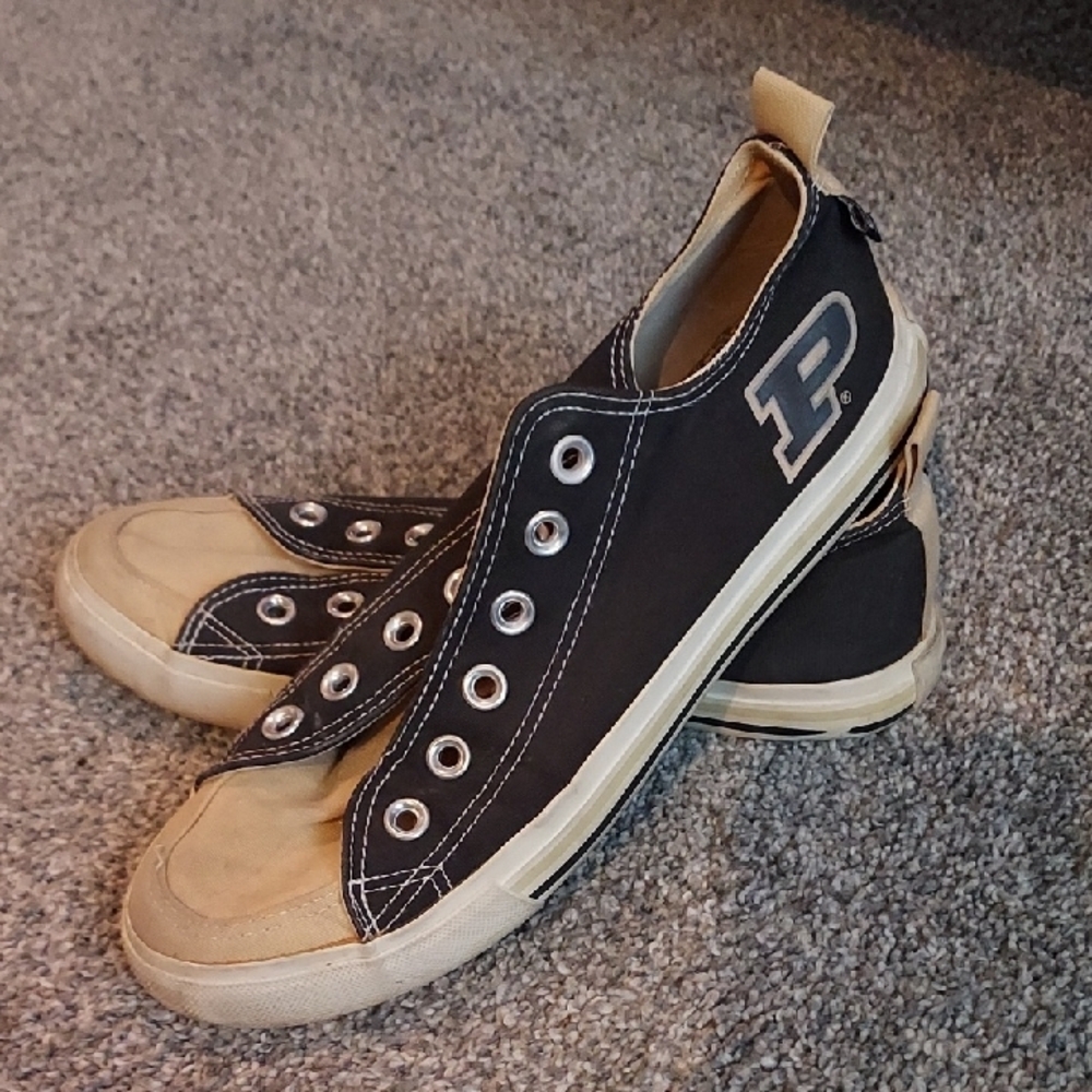 Purdue University Black and Gold Sneakers with Logo